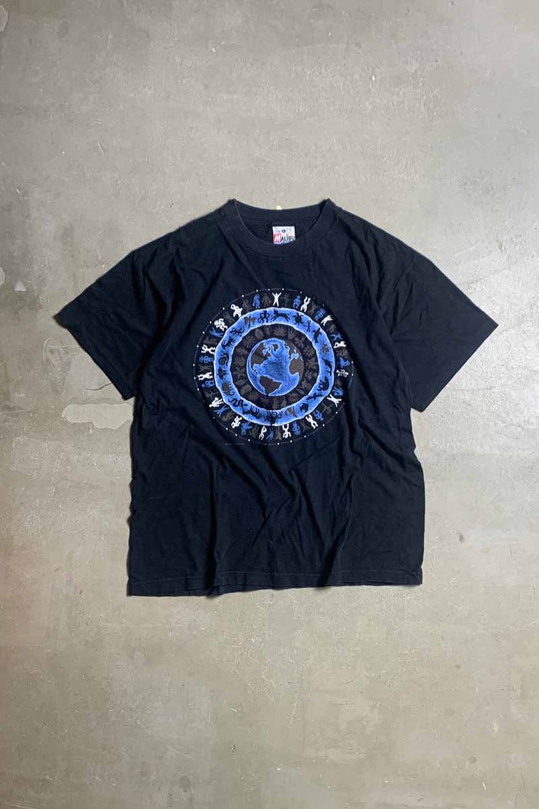 MADE IN USA 96'S S/S THE EARTH PRINT T-SHIRT / BLACK [SIZE: L USED]