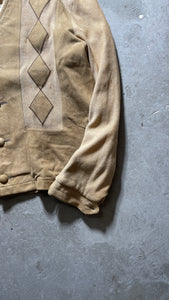 60'S SUEDE KNIT CARDIGAN / BEIGE [SIZE: M相当 USED]