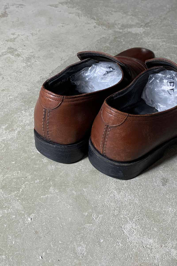 MADE IN ITALY LEATHER SLIP-ON / BROWN [SIZE: US 7.5(25.5cm相当) USED]