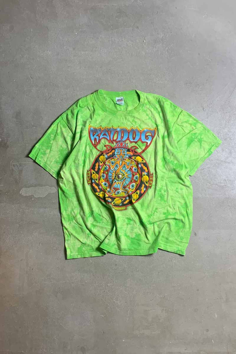 05'S S/S RATDOG TIE-DYE PRINT BAND TOUR T-SHIRT / GREEN [SIZE: XL USED]