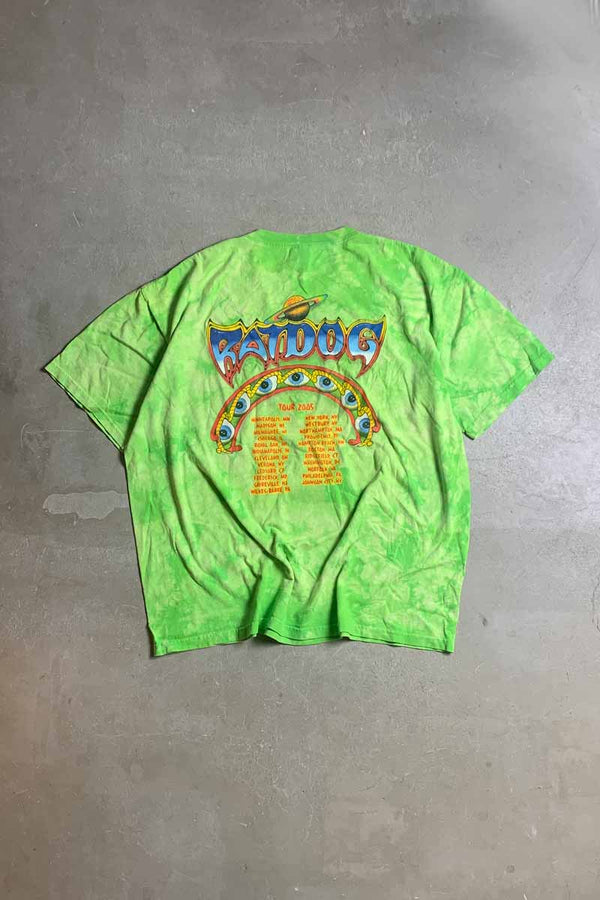 05'S S/S RATDOG TIE-DYE PRINT BAND TOUR T-SHIRT / GREEN [SIZE: XL USED]