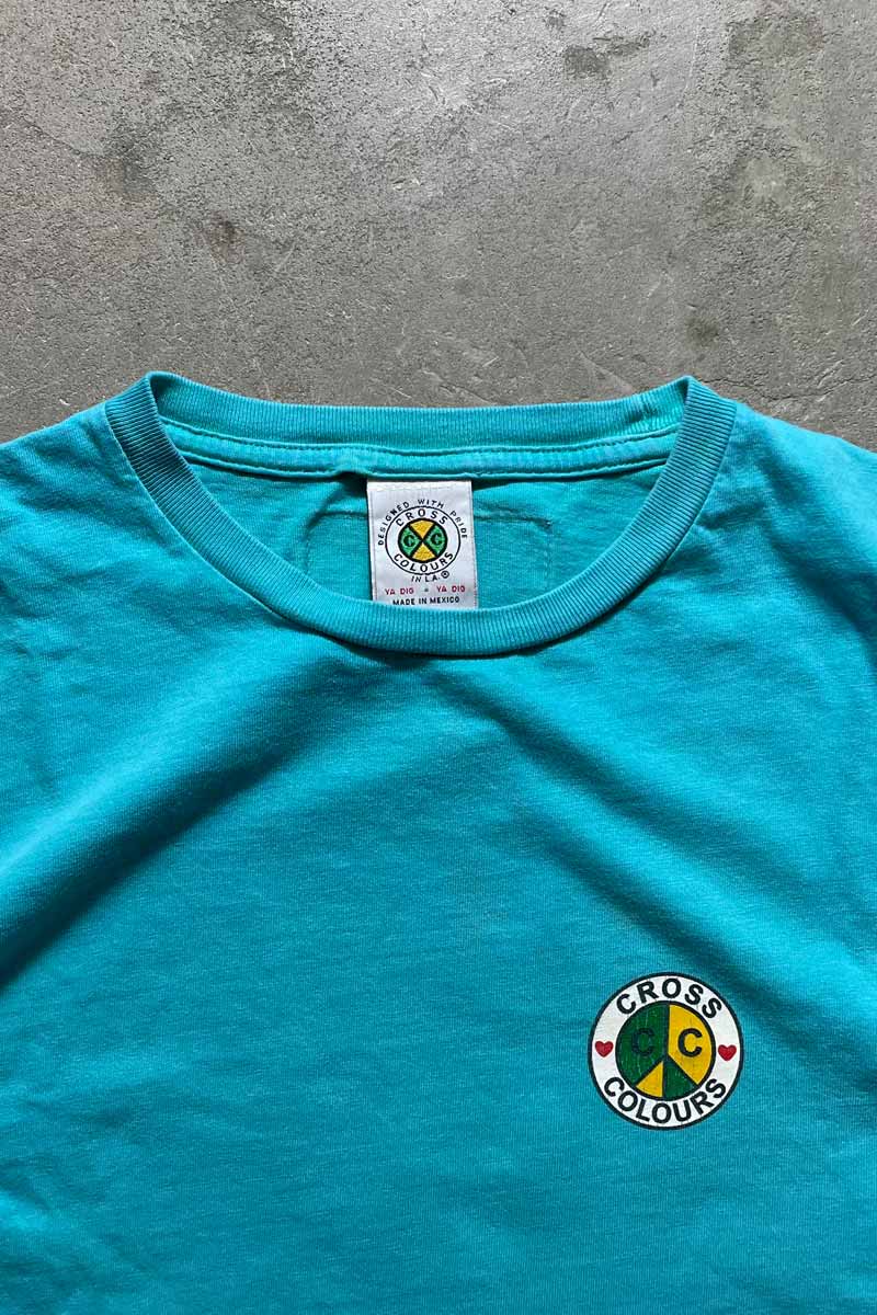 MADE IN MEXICO Y2K EARLY 00'S BACK LOGO PRINT T-SHIRT / LIGHT BLUE [SIZE: M USED]