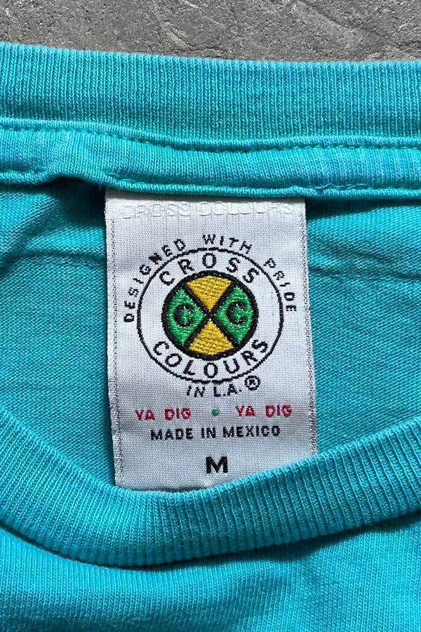 MADE IN MEXICO Y2K EARLY 00'S BACK LOGO PRINT T-SHIRT / LIGHT BLUE [SIZE: M USED]