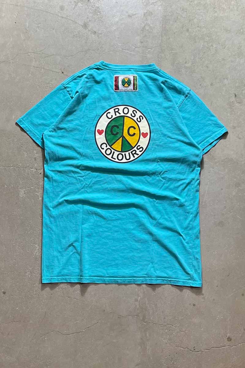 MADE IN MEXICO Y2K EARLY 00'S BACK LOGO PRINT T-SHIRT / LIGHT BLUE [SIZE: M USED]