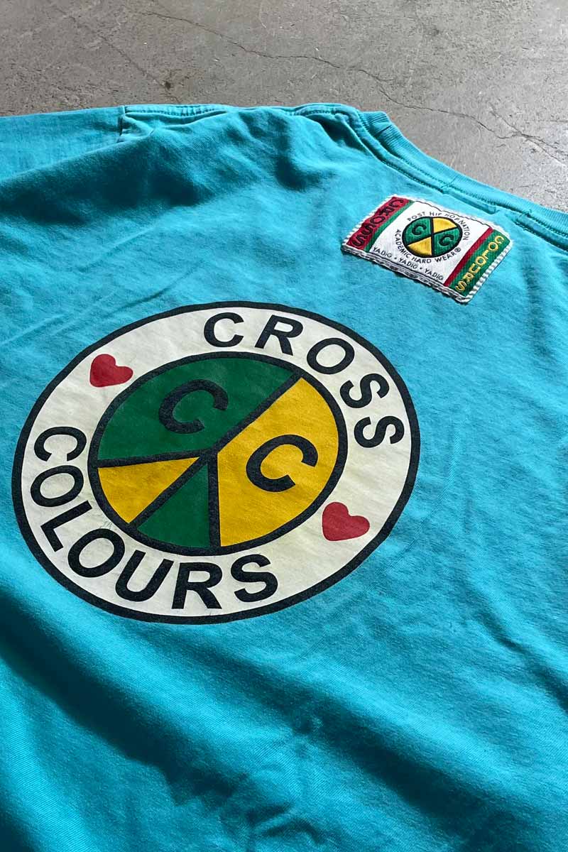 MADE IN MEXICO Y2K EARLY 00'S BACK LOGO PRINT T-SHIRT / LIGHT BLUE [SIZE: M USED]