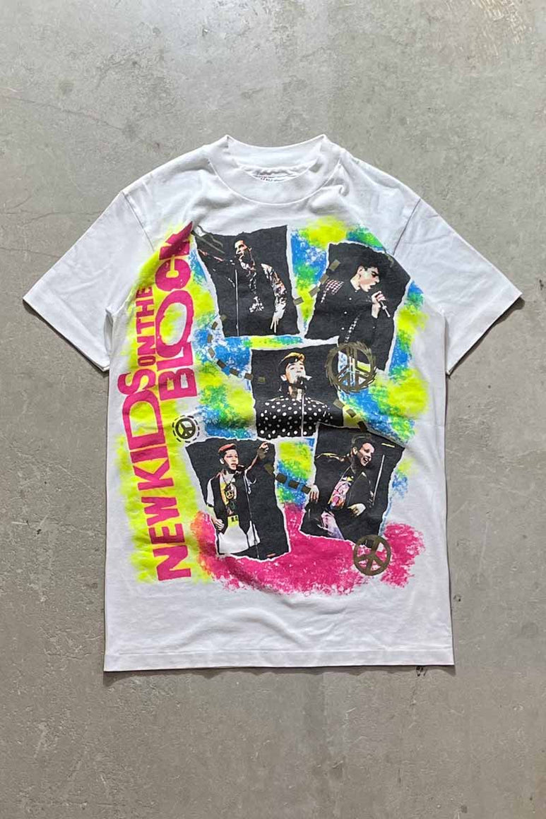 MADE IN USA 90'S NEW KIDS ON THE BLOCK T-SHIRT / WHITE [SIZE: S USED]