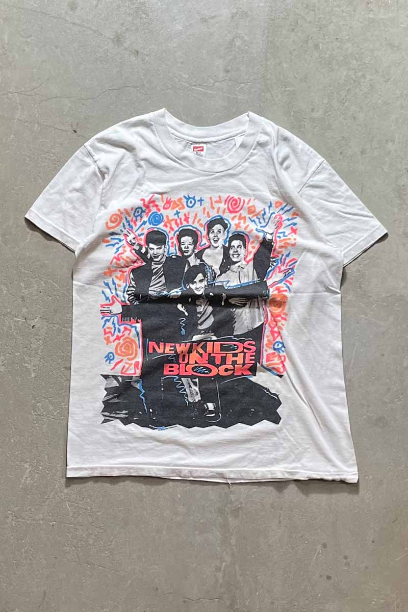 MADE IN USA 90'S NEW KIDS ON THE BLOCK T-SHIRT / WHITE [SIZE: M USED]