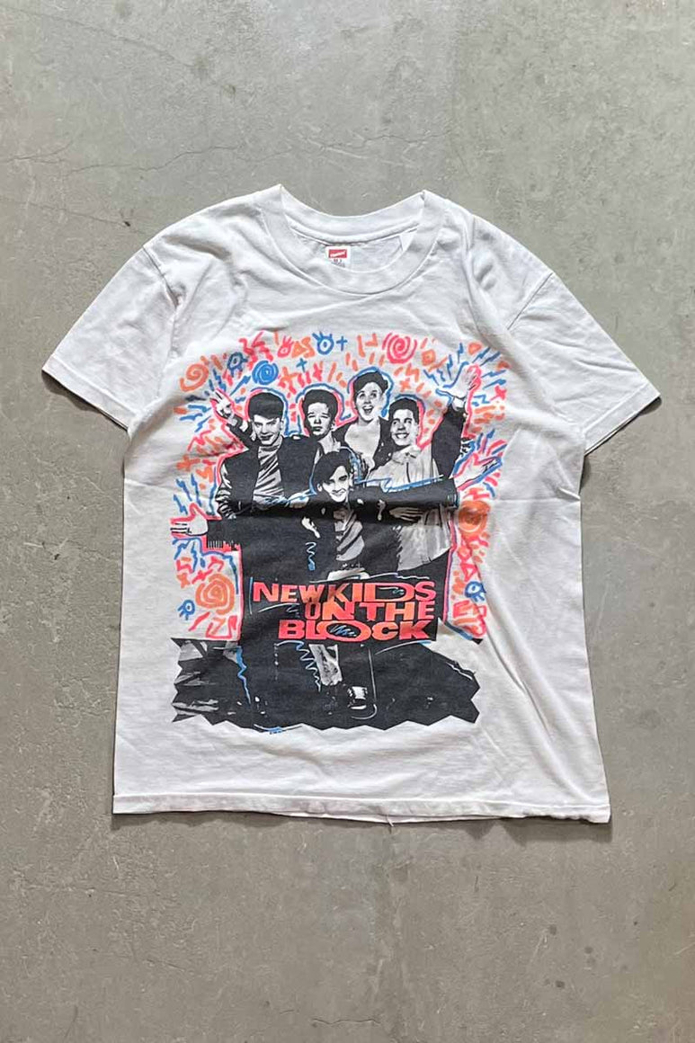 MADE IN USA 90'S NEW KIDS ON THE BLOCK T-SHIRT / WHITE [SIZE: M USED]