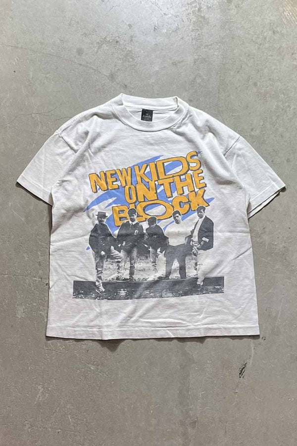MADE IN USA 89'S NEW KIDS ON THE BLOCK T-SHIRT / WHITE [SIZE: L USED]