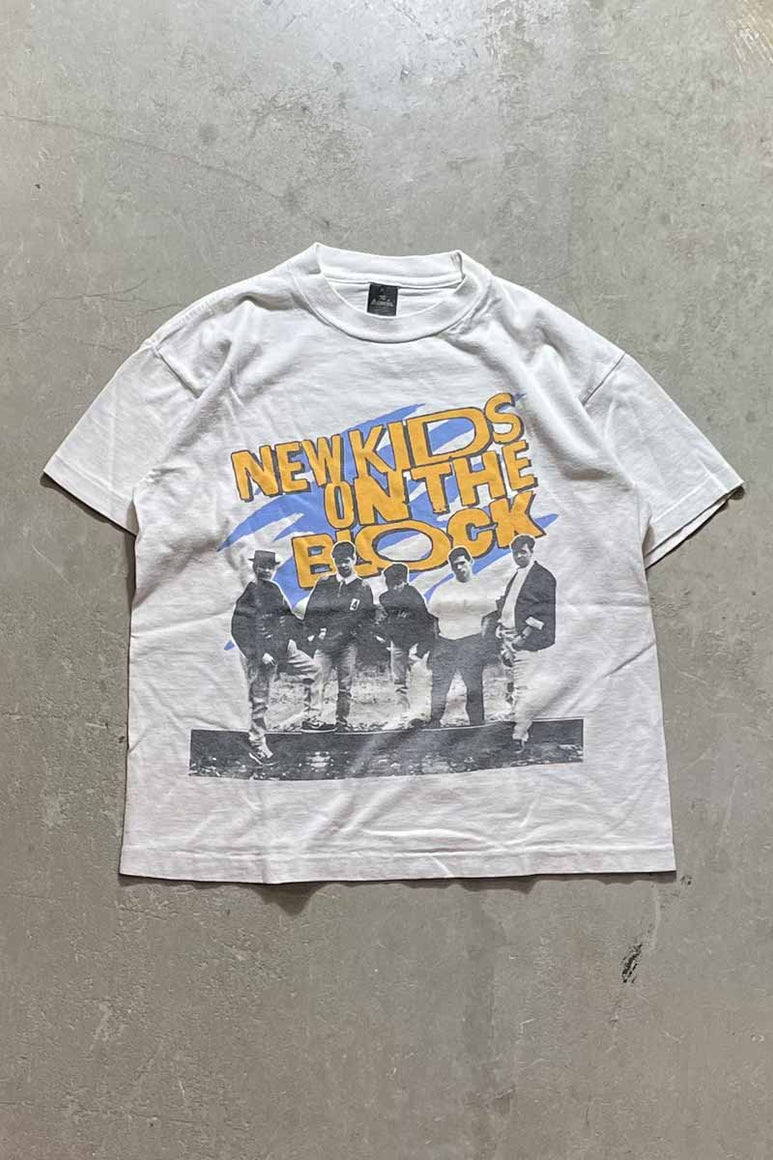 MADE IN USA 89'S NEW KIDS ON THE BLOCK T-SHIRT / WHITE [SIZE: L USED]