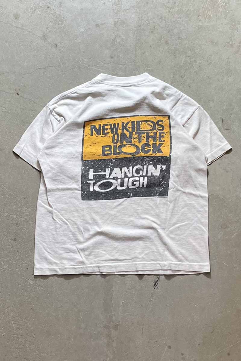 MADE IN USA 89'S NEW KIDS ON THE BLOCK T-SHIRT / WHITE [SIZE: L USED]