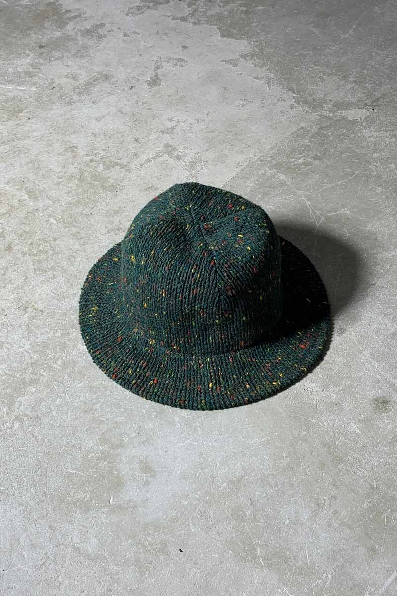 MADE IN FRANCE 80-90'S MELANGE WOOL HAT / GREEN [SIZE: ONE SIZE USED]