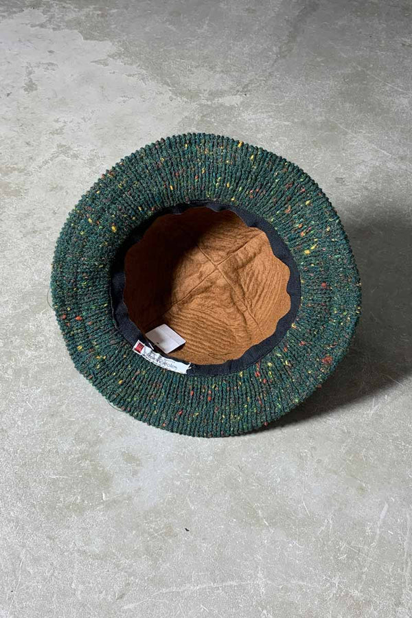 MADE IN FRANCE 80-90'S MELANGE WOOL HAT / GREEN [SIZE: ONE SIZE USED]