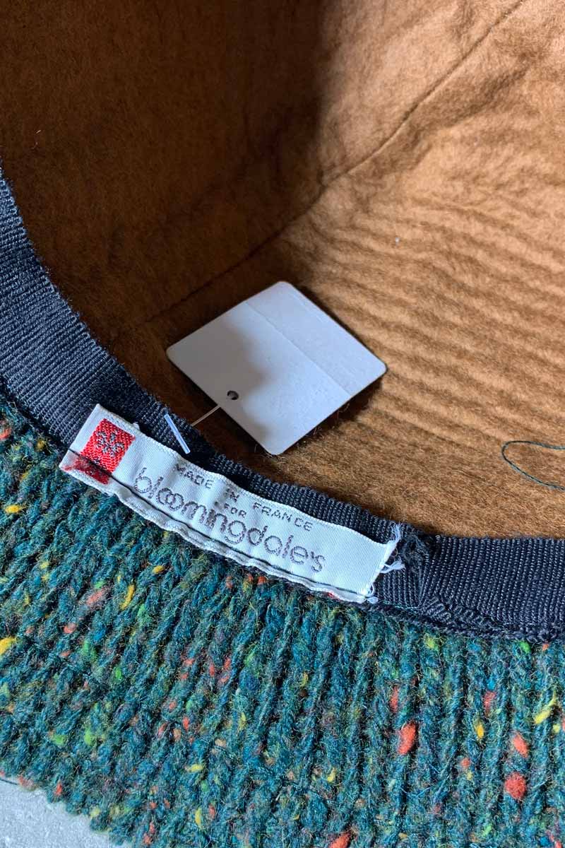 MADE IN FRANCE 80-90'S MELANGE WOOL HAT / GREEN [SIZE: ONE SIZE USED]