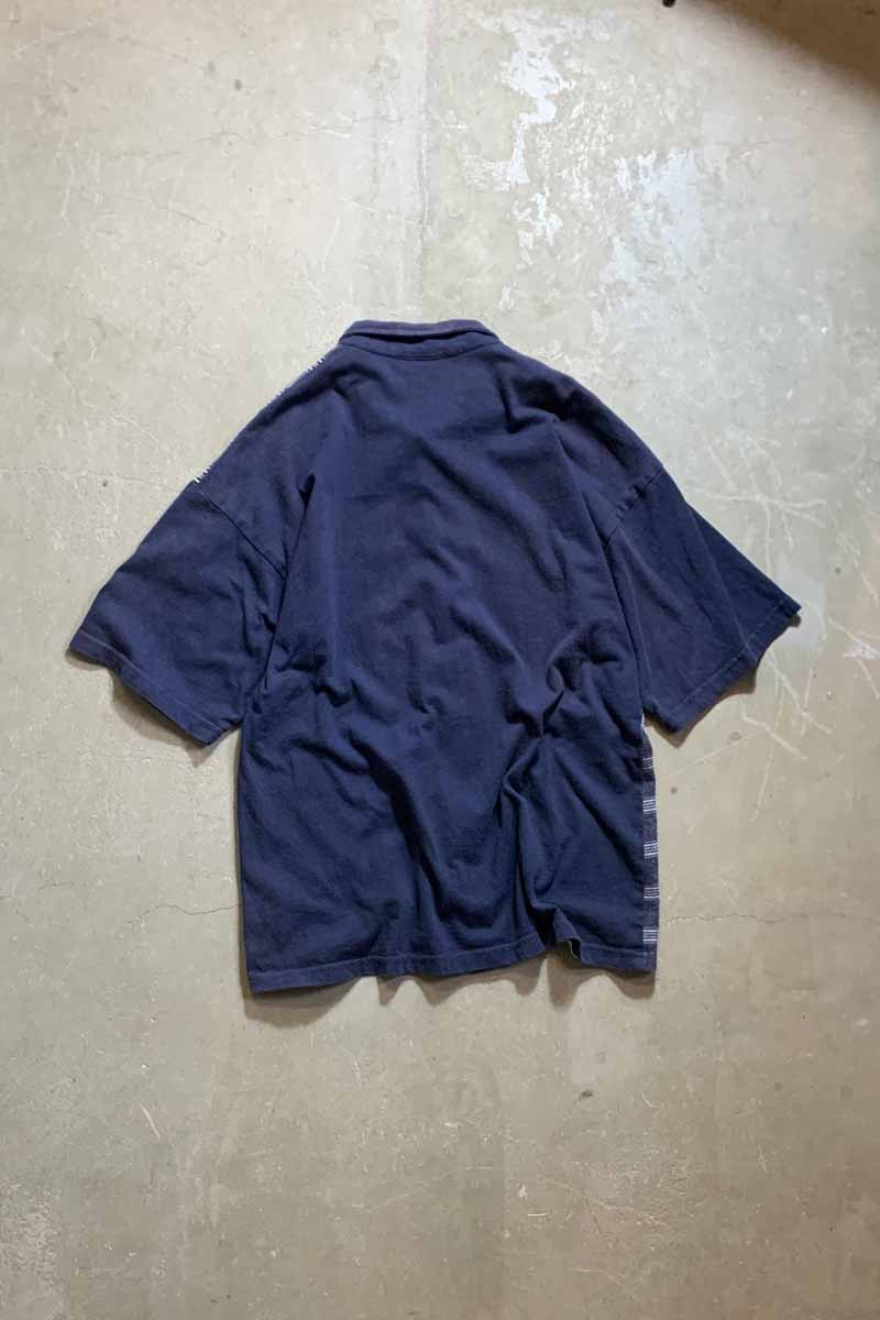 MADE IN USA 90'S S/S CHECK SWEAT SHIRT / NAVY [SIZE: L USED]