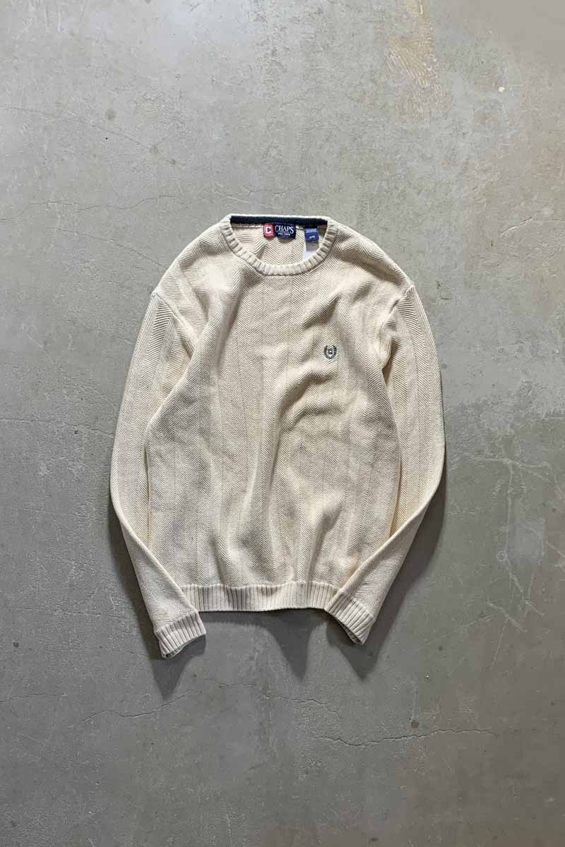COTTON KNIT SWEATER / BEIGE [SIZE: L USED]