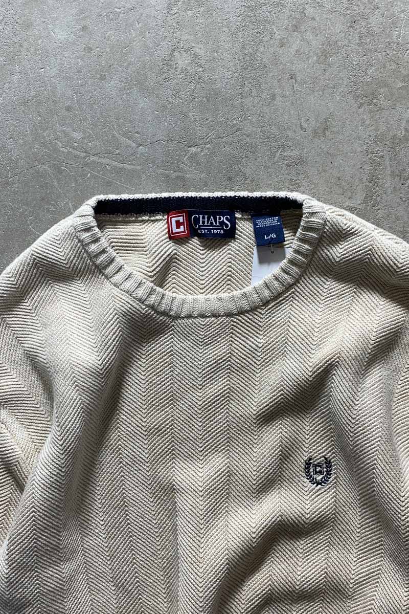 COTTON KNIT SWEATER / BEIGE [SIZE: L USED]