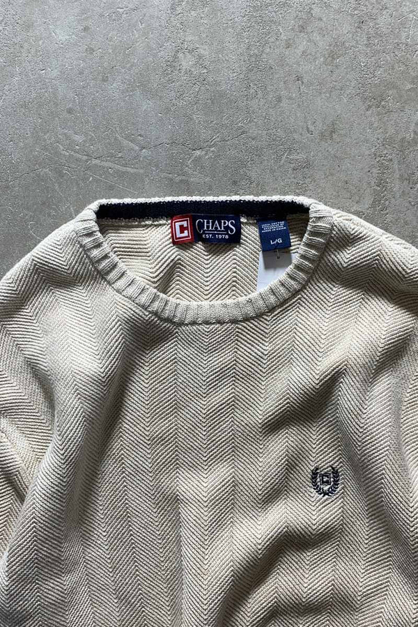 COTTON KNIT SWEATER / BEIGE [SIZE: L USED]