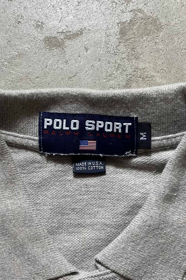 MADE IN USA 90'S COTTON POLO SHIRT / GRAY [SIZE: M USED]
