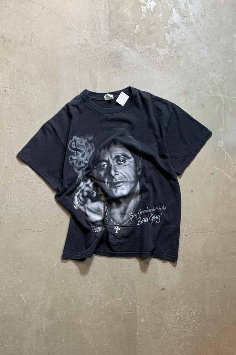 90'S S/S AL PACINO FACE PRINT MOVIE T-SHIRT / BLACK [SIZE: M USED]