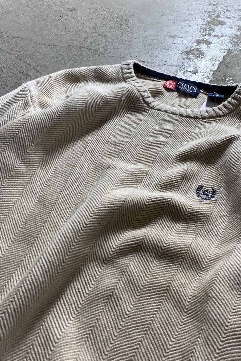 COTTON KNIT SWEATER / BEIGE [SIZE: L USED]