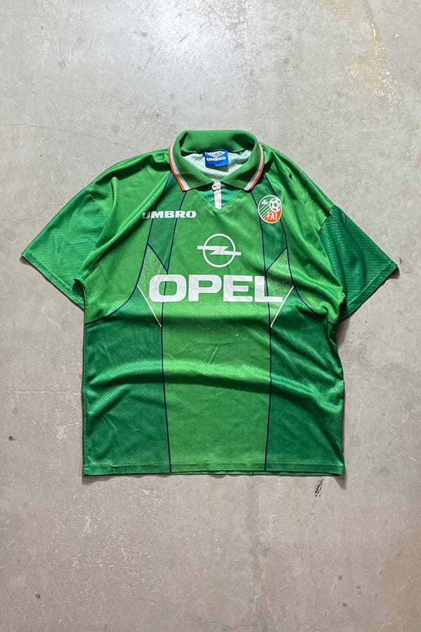 94-95 ASSOCIATION OF IRELAND FOOTBALL GAME SHIRT / GREEN [SIZE: L USED]
