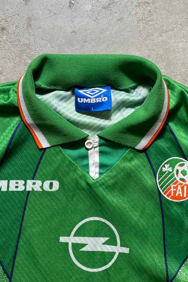 94-95 ASSOCIATION OF IRELAND FOOTBALL GAME SHIRT / GREEN [SIZE: L USED]