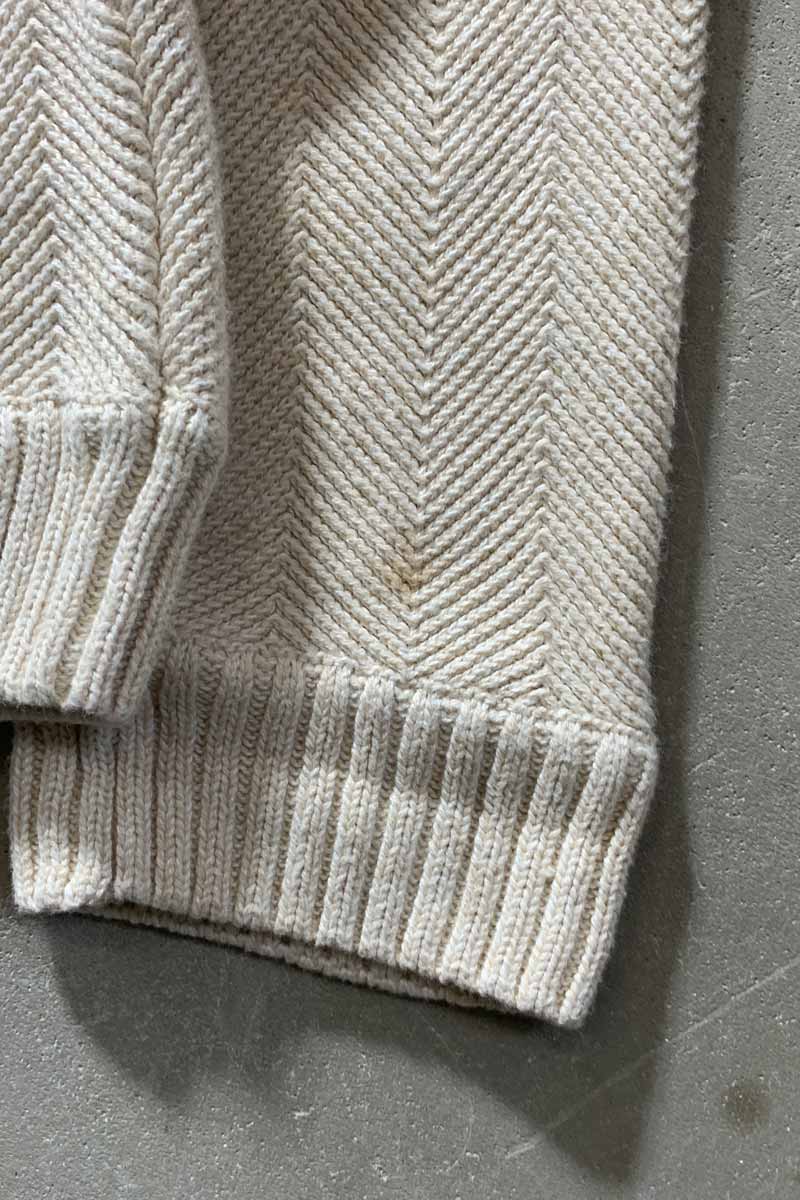 COTTON KNIT SWEATER / BEIGE [SIZE: L USED]