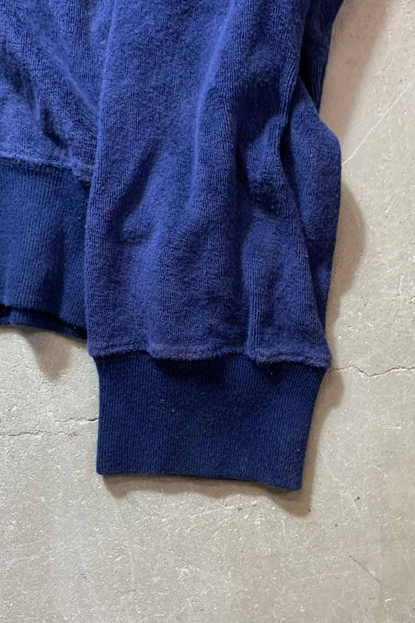 90'S FULL ZIP COTTON PILE KNIT TRACK JACKET / NAVY [SIZE: M USED]