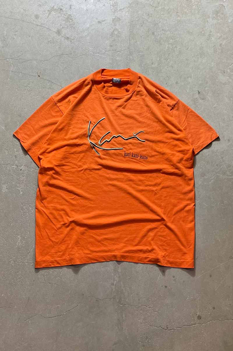 MADE IN USA 90'S KARL KANI JEANS T-SHIRT / ORANGE [SIZE: XL USED]