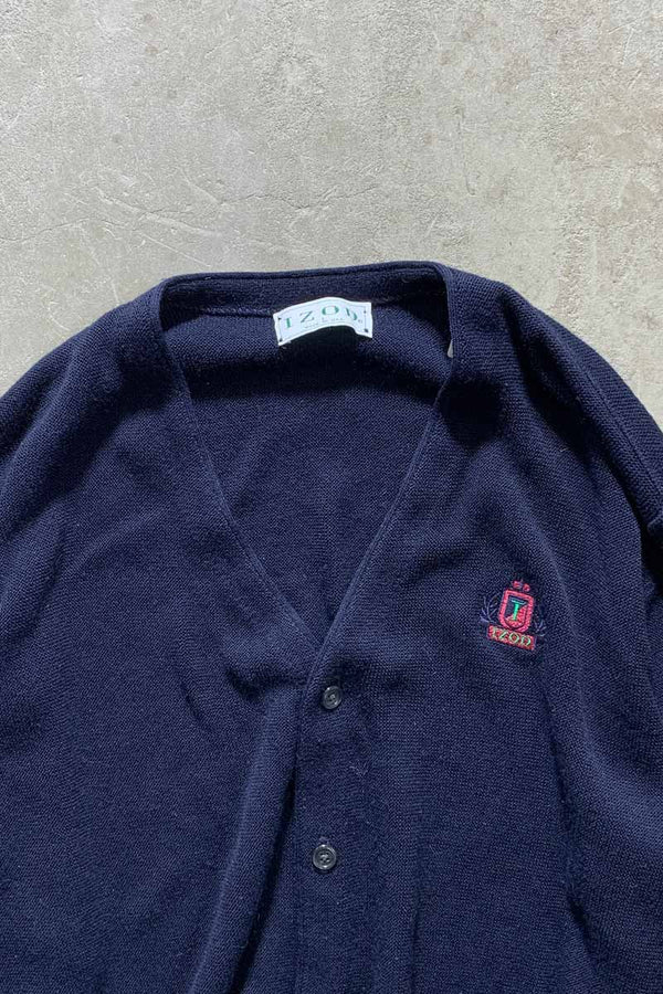 MADE IN USA 90'S ACRYLIC KNIT CARDIGAN / NAVY [SIZE: L USED]