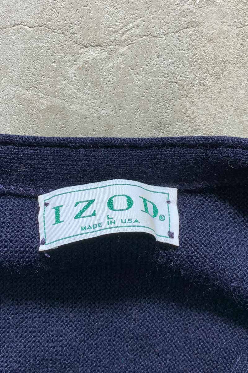 MADE IN USA 90'S ACRYLIC KNIT CARDIGAN / NAVY [SIZE: L USED]