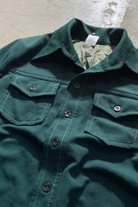 70'S STITCH DESIGN OPEN COLLAR SHIRT JACKET / GREEN [SIZE: L USED]