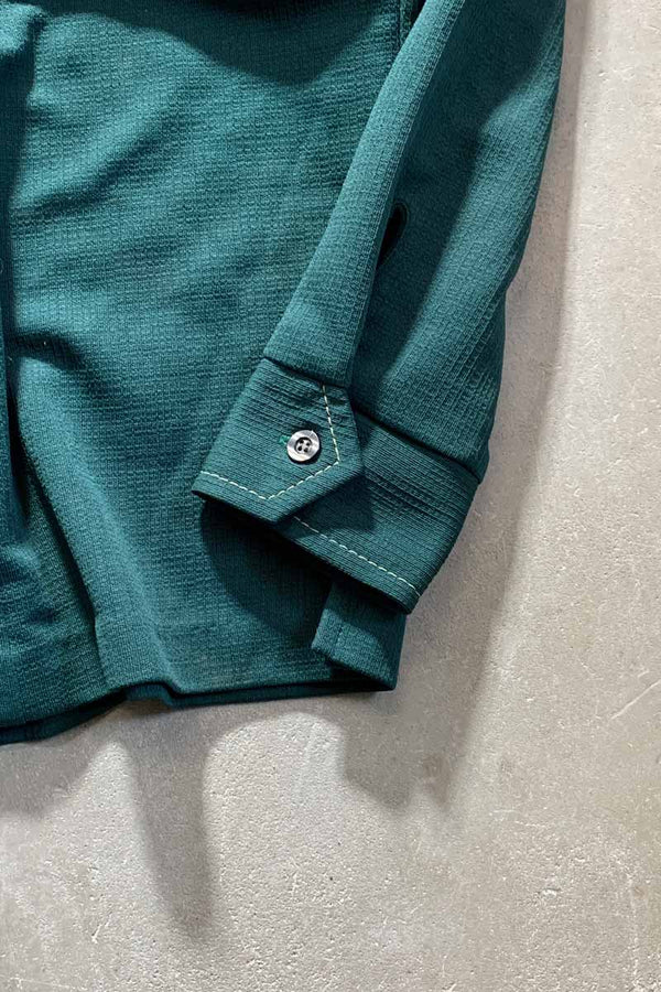 70'S STITCH DESIGN OPEN COLLAR SHIRT JACKET / GREEN [SIZE: L USED]