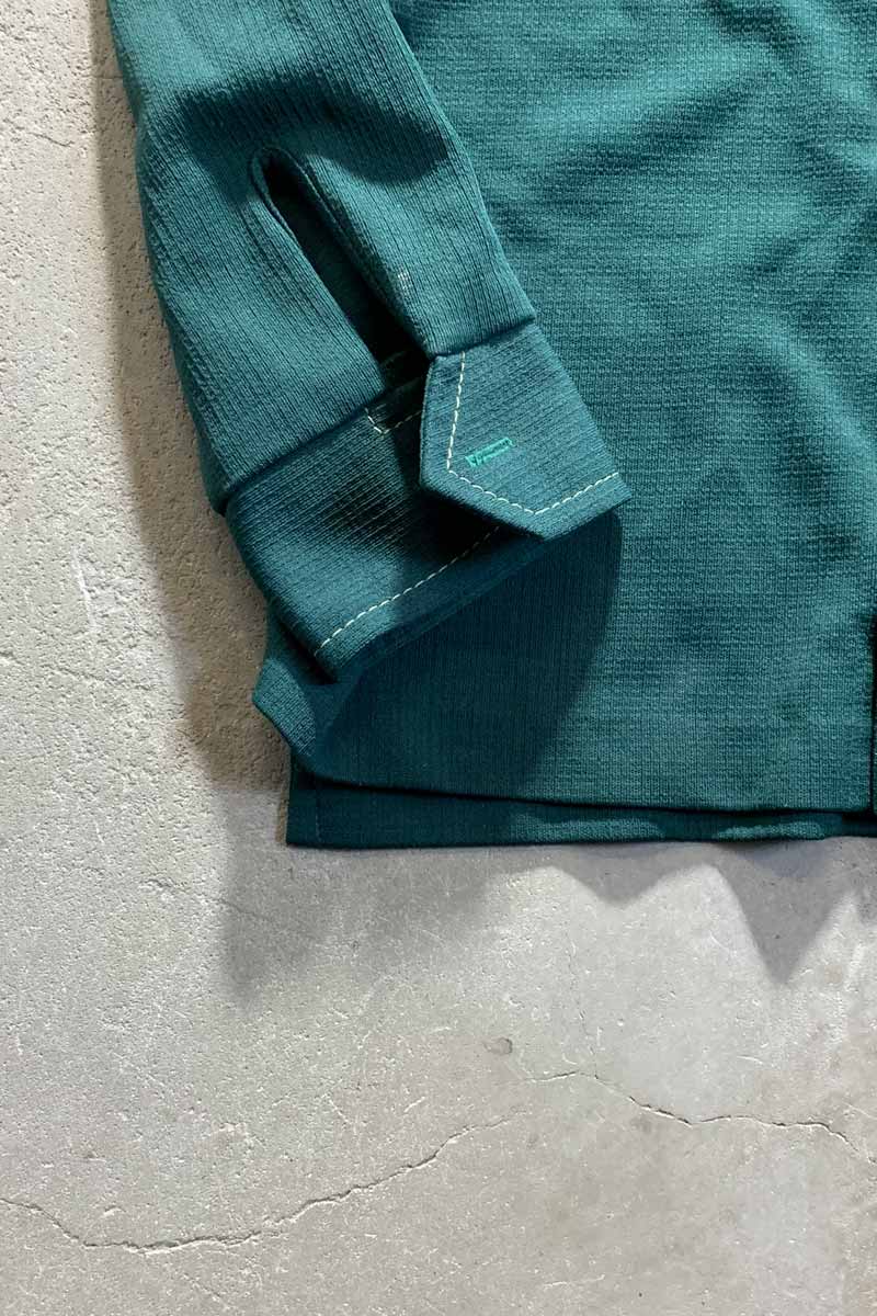 70'S STITCH DESIGN OPEN COLLAR SHIRT JACKET / GREEN [SIZE: L USED]