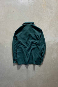70'S STITCH DESIGN OPEN COLLAR SHIRT JACKET / GREEN [SIZE: L USED]