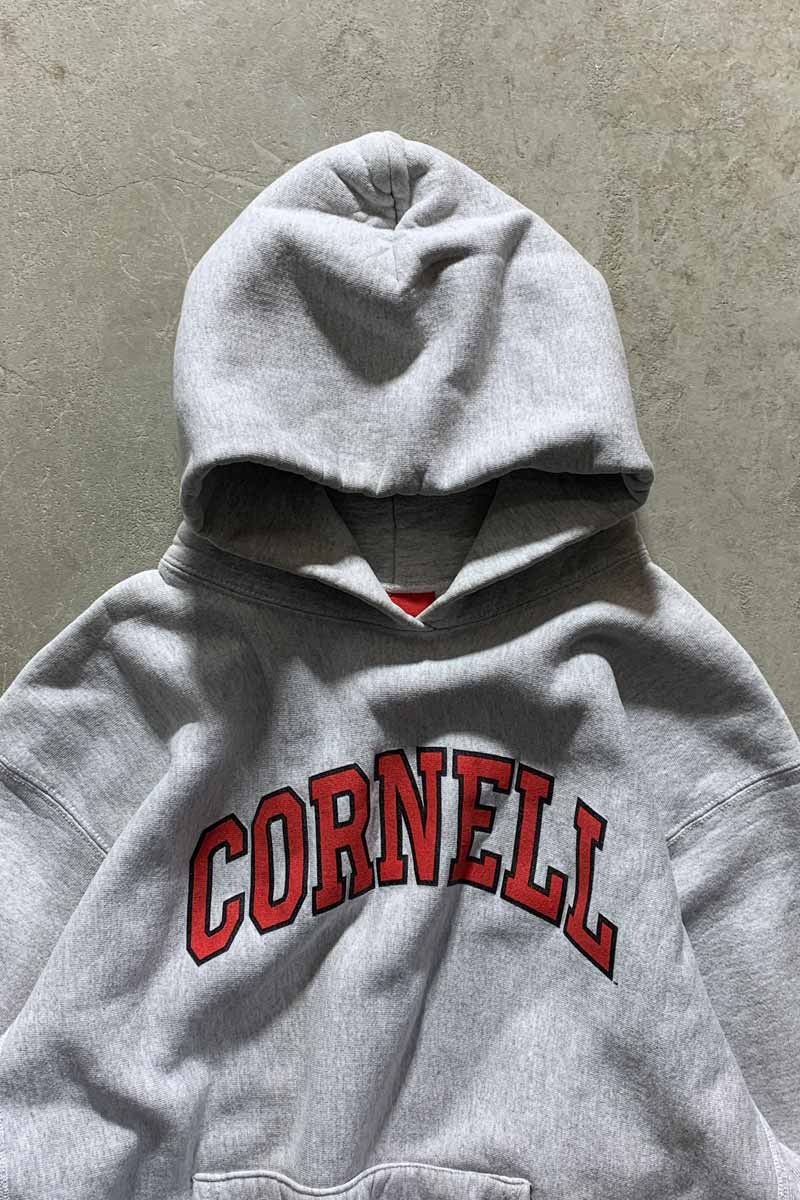 MADE IN USA 90'S CORNELL PRINT SWEAT HOODIE / GRAY [SIZE: L USED]
