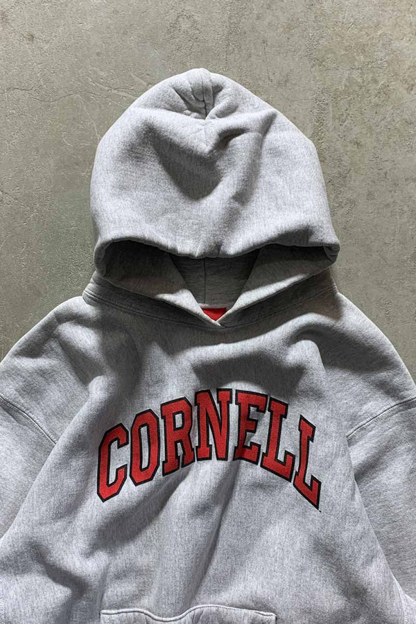MADE IN USA 90'S CORNELL PRINT SWEAT HOODIE / GRAY [SIZE: L USED]