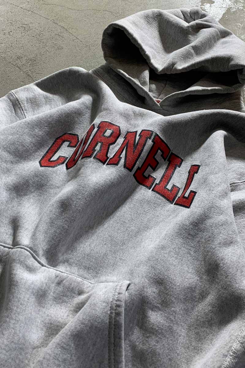 MADE IN USA 90'S CORNELL PRINT SWEAT HOODIE / GRAY [SIZE: L USED]