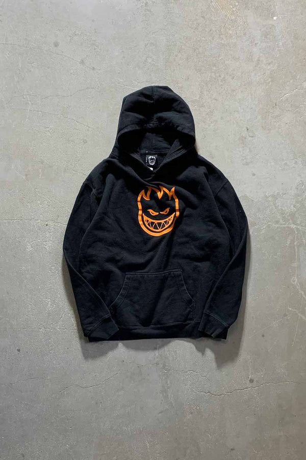 LOGO PRINT SWEAT HOODIE / BLACK [SIZE: XL USED]