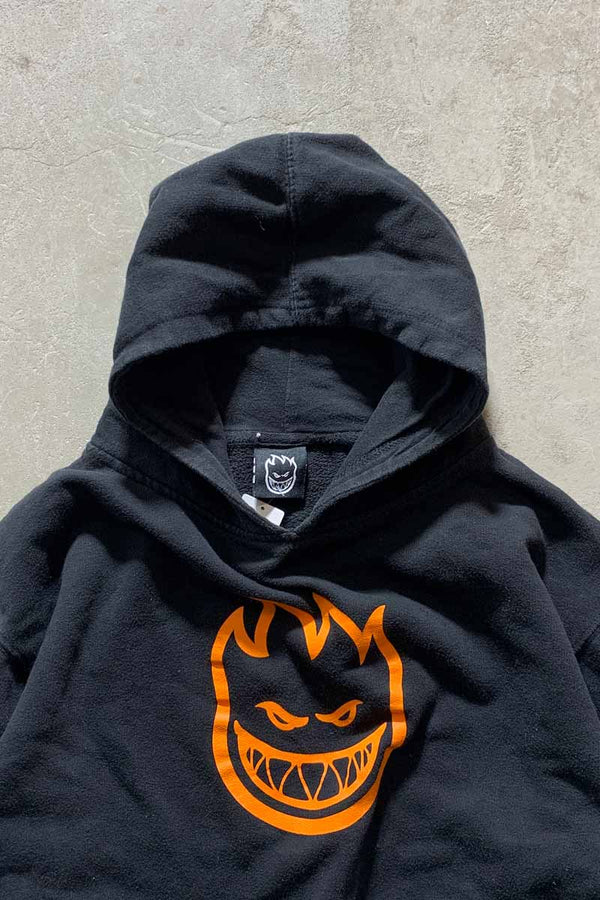 LOGO PRINT SWEAT HOODIE / BLACK [SIZE: XL USED]
