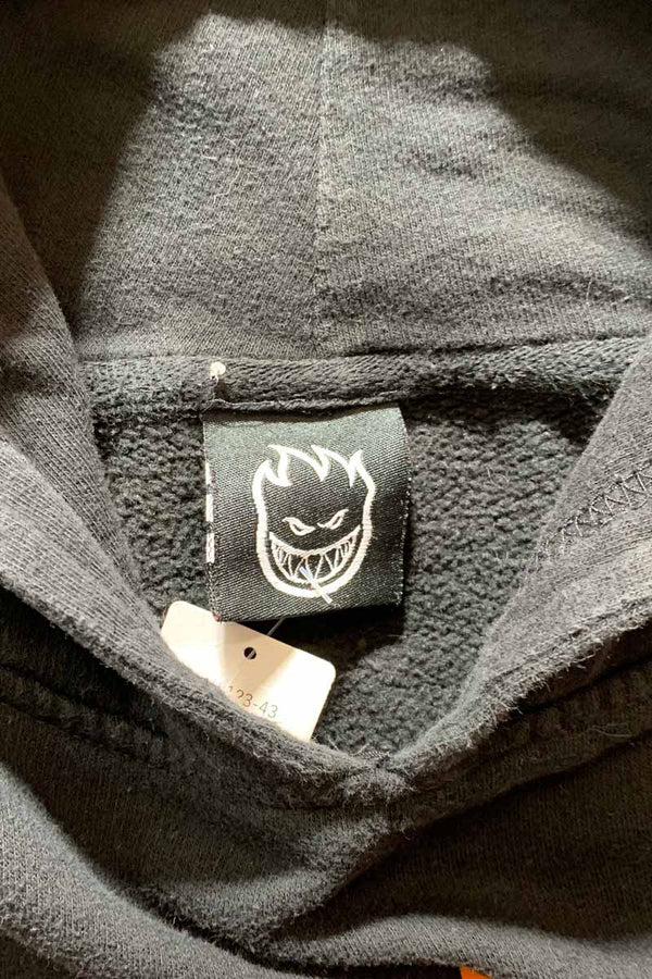 LOGO PRINT SWEAT HOODIE / BLACK [SIZE: XL USED]