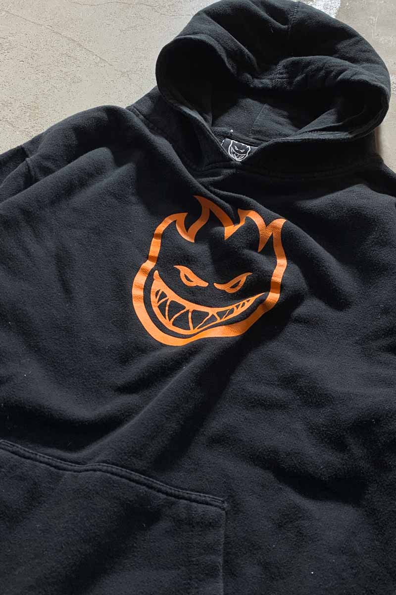 LOGO PRINT SWEAT HOODIE / BLACK [SIZE: XL USED]