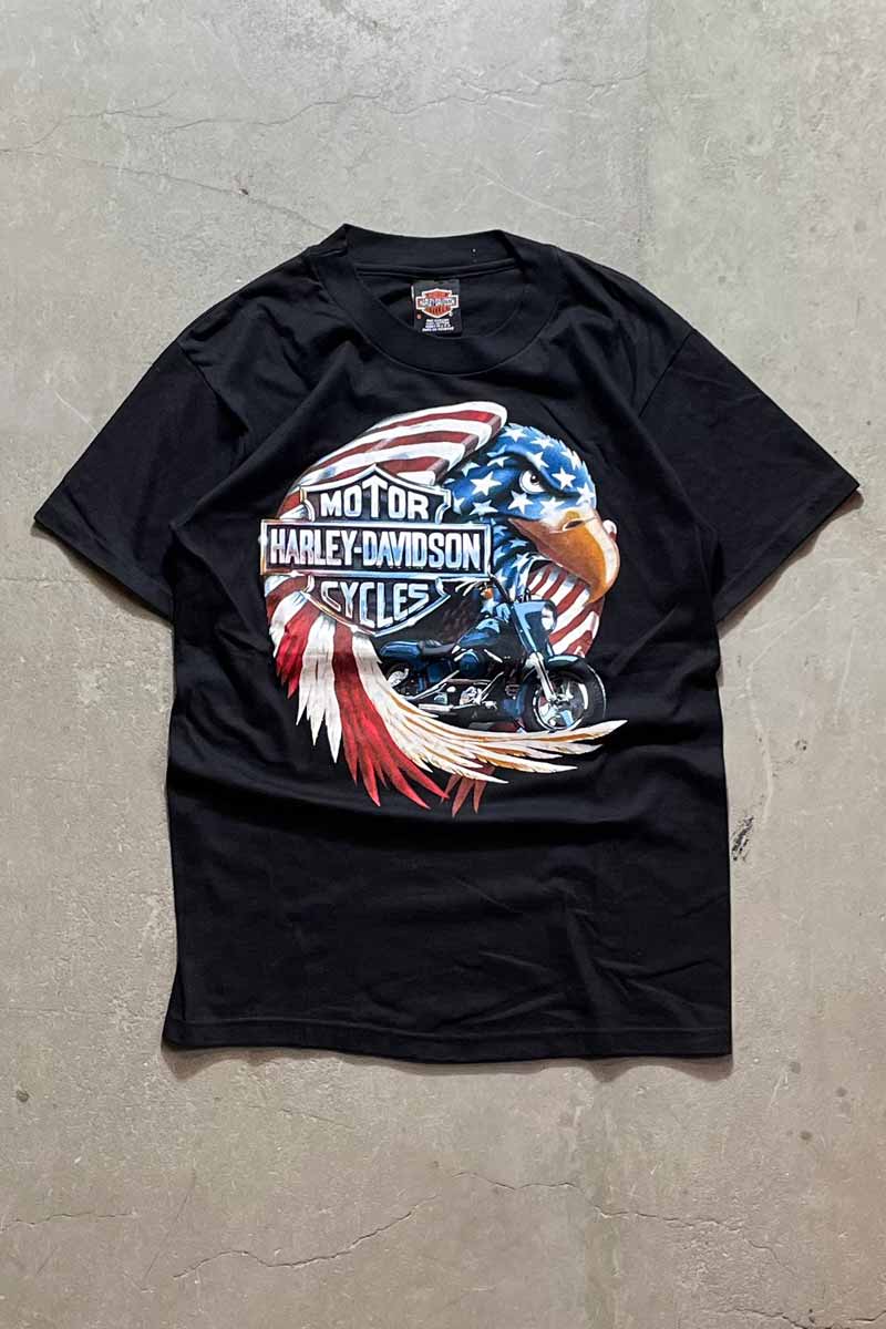 MADE IN USA 90'S PETERSON'S BALD EAGLE T-SHIRT / BLACK [SIZE: S USED]
