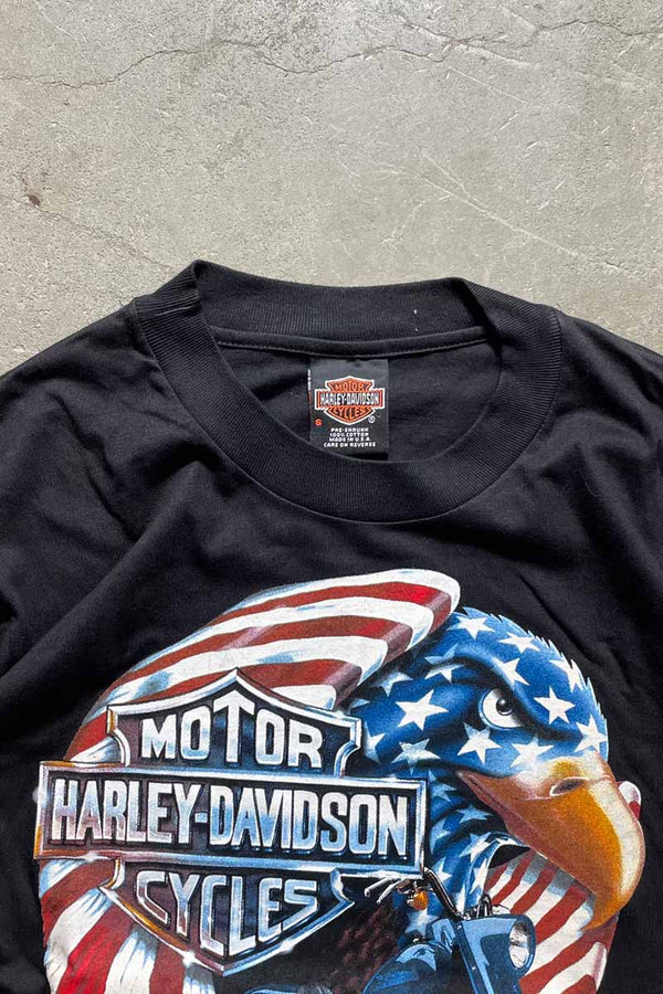 MADE IN USA 90'S PETERSON'S BALD EAGLE T-SHIRT / BLACK [SIZE: S USED]