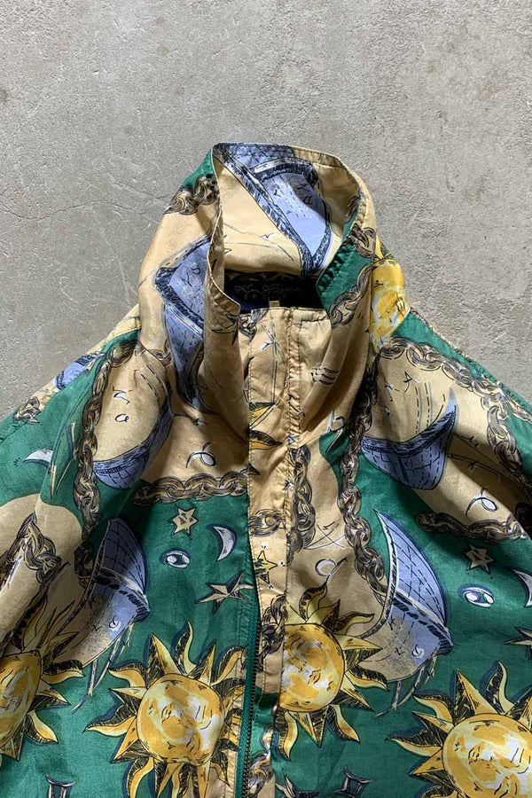 90'S DESIGN ZIP UP SILK JACKET / MULTI [SIZE: M USED]