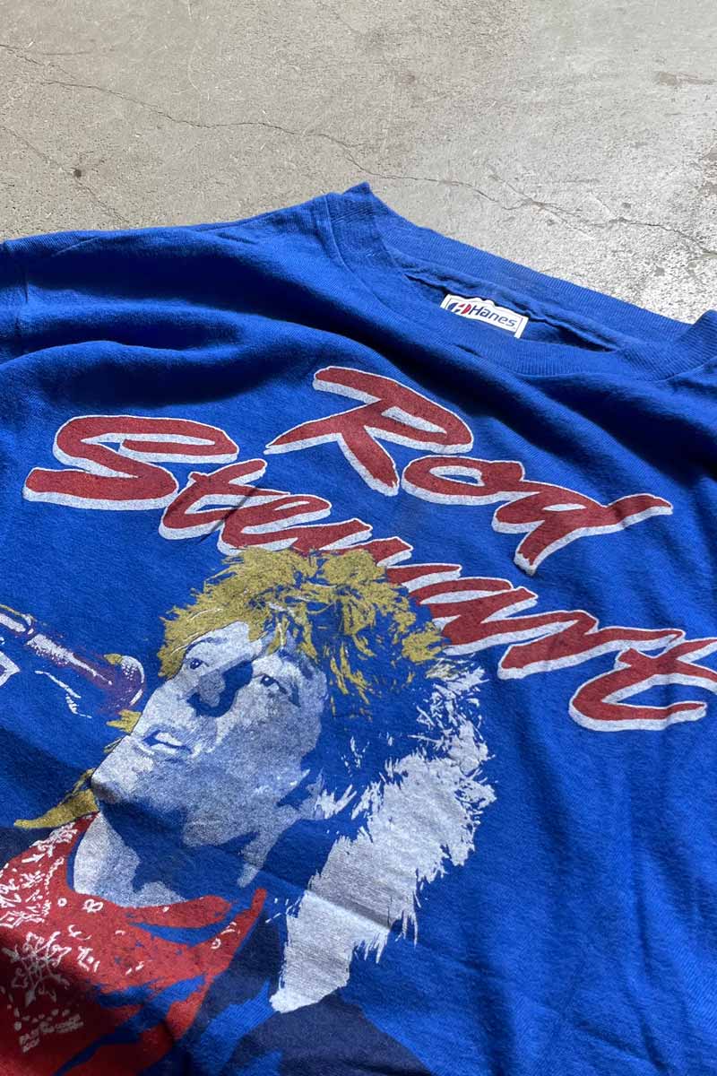 MADE IN USA 84'S ROD STEWART T-SHIRT / BLUE [SIZE: L USED]