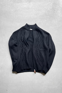 MADE IN ITALY 90'S VIRGIN WOOL DRIVERS KNIT SWEATER / BLACK [SIZE: L USED]