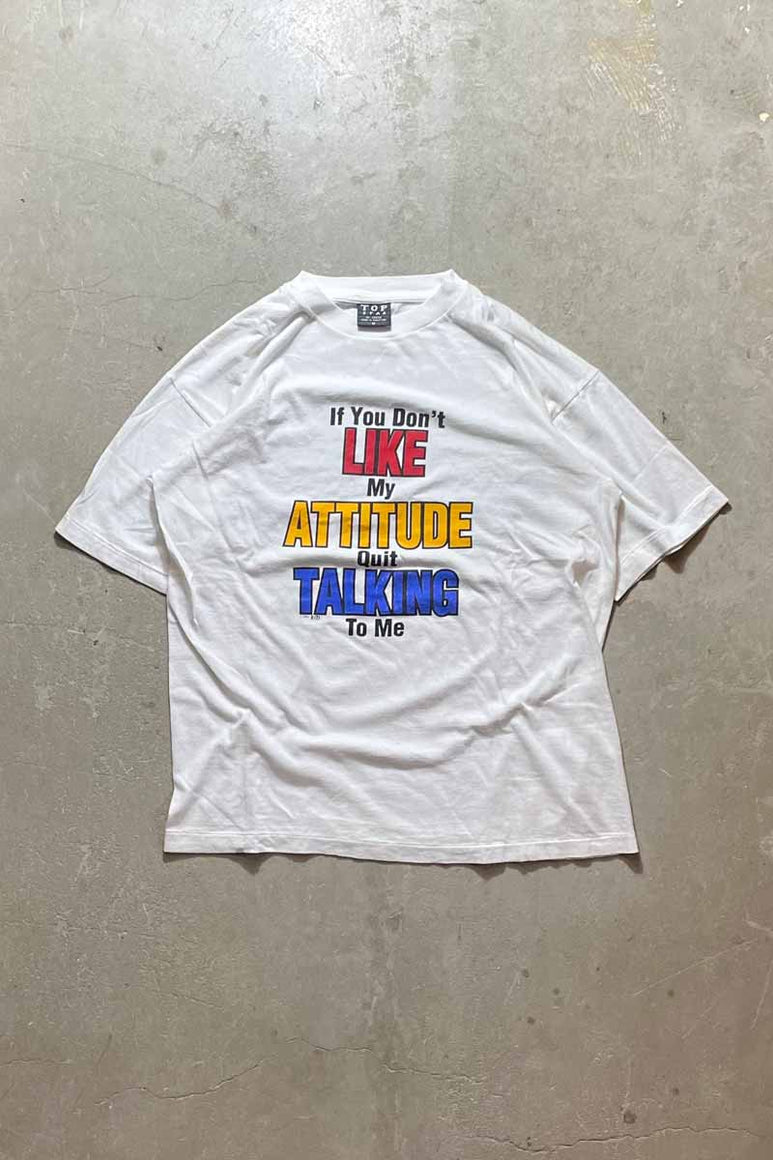 92'S LIKE MY ATTITUDE MESSAGE T-SHIRT / WHITE [SIZE: M USED]