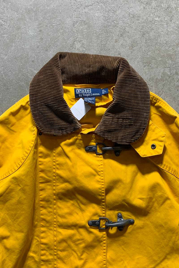 90's COTTON NYLON FIREMAN JACKET / YELLOW [SIZE: L USED]